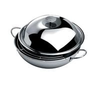 Wok 34 cm avec Couvercle et demi-Grille Inox
