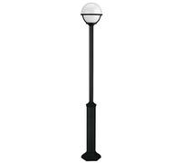CRISTHER LIGHTING Dopo CLIC-CLAC GLOBO - Lampadaire extérieur noir IP44, 182 cm, globe opale Ø27 cm, douille E27, résistant à la corrosion, poteau et fixation inclus, ampoule non incluse