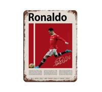 Cristiano Ronaldo Affiche en métal signée rétro chic art rétro peinture fer bar personnes grotte café famille garage poster décoration murale 30 x 40 cm