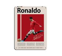Cristiano Ronaldo Affiche en métal signée rétro chic art rétro peinture fer bar personnes grotte café famille garage poster décoration murale 30 x 40 cm