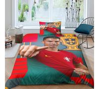 Cristiano Ronaldo - Al Nassr Parure De Lit En Coton Fabriqu¿¿E Football Star Simple Personne Pi¿¿Ces Drap Housse Football Star Plat Taie D'oreiller Si
