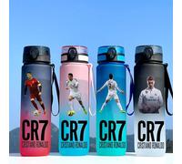Cristiano Ronaldo bouteille d'eau de sport anti-fuite tasse en plastique colorée boire en plein air voyage Portable salle de sport Fitness cruches cadeau Bleu