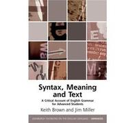 Critical Account Of English Syntax Affiliated Lecturer Keith Royal Hospital For Sick Children Edinburgh Brown, Jim Miller (Auteur)