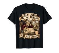 Critical Thinking Skills Funny Overthinker Monk T-Shirt Graphique avec Valeur, Homme, Noir, S