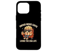 Critique de Film Non payé drôle CNA Nurse Life Popcorn Art Coque pour iPhone 16 Pro Max