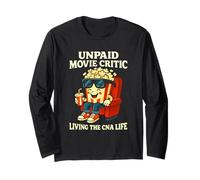 Critique de Film Non payé Living The CNA Life Funny Popcorn Art Manche Longue