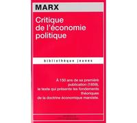 Critique de l'économie politique - Karl Marx - Science Marxiste Eds - Poche - Essai