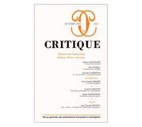 Critique N° 833, Octobre 2016 - Retours De L'universel - Balibar, Milner, Salanskis