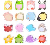 CRITIVE-SHOP Lot de 32 blocs de notes autocollantes avec animaux marins mignons - Fournitures scolaires pastel - Bloc-notes amusant pour enfants - 640 feuilles - 16 styles