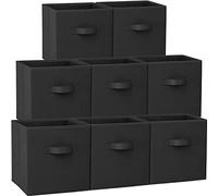 Criusia Lot de 8 cubes de rangement pliables en tissu robuste pour étagères, placards, 27,9 cm, paniers de rangement cubiques pour organiser les vêtements, couvertures, jouets (noir)