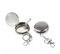 CRIVERS 2pc Portatif Poche Cendrier - Mini Acier Inoxydable avec Porte-clés et Cigarette Éteignoir pour Véhicule et Extérieur (Sculpté Modèle)