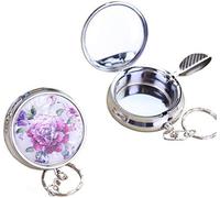 CRIVERS Cendrier de poche portable en acier inoxydable avec porte-clés et éteignoir à cigarettes, porte-cendres moderne pour une utilisation en extérieur, Motif coloré., Small, Moderne, Motif coloré.,