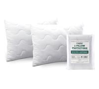 Crizzio® Lot de 2 protège-oreillers matelassés à fermeture éclair, hypoallergéniques, anti-acariens, respirants et silencieux, 100 % microfibre, standard britannique 50 x 75 cm