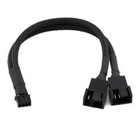 CRJ Micro Câble adaptateur de ventilateur GPU à 4 broches - 15 cm - Manchon noir - Micro PH (2,0 mm) PWM adaptateur de ventilateur de carte graphique pour connecter deux ventilateurs PC 3 broches et 4