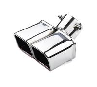 CRJIMX 1 Pièce General Double Entrée Carrée Tuyau Échappement Acier Inox 63mm/2.5'' Gorge Modification Silencieur(Argent,Tube double)