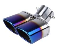 CRJIMX 63mm/2.48" General Auto Échappement Carré Double Sortie Tuyau Silencieux Bleu/Argent Acier Inoxydable Tuning(Bleu,Courbé)