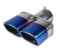 CRJIMX 63mm/2.48" General Auto Échappement Carré Double Sortie Tuyau Silencieux Bleu/Argent Acier Inoxydable Tuning(Bleu,Droit)