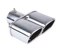 CRJIMX 63mm/2.48" General Auto Échappement Carré Double Sortie Tuyau Silencieux Bleu/Argent Acier Inoxydable Tuning(Argent,Droit)