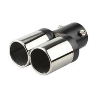 CRJIMX 63MM 2.5" Entrée Pot D'échappement Automobile Embout Double Tuyau Acier Inoxydable Garniture Modifiée Doublure De Sortie Arrière Pour La Plupart Des Voitures(Black+Silver,Droit)
