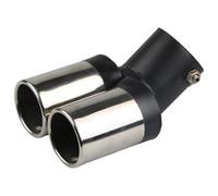 CRJIMX 63MM 2.5" Entrée Pot D'échappement Automobile Embout Double Tuyau Acier Inoxydable Garniture Modifiée Doublure De Sortie Arrière Pour La Plupart Des Voitures(Black+Silver,Courbé)
