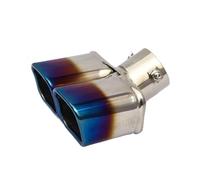 CRJIMX 76mm Muffler Silencieux Auto Général Double Sortie Pointe D'Échappement Acier Inoxydable Bord Roulé Incliné Bleu/Argent Résistant R(Bleu,Courbé)