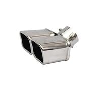 CRJIMX 76mm Muffler Silencieux Auto Général Double Sortie Pointe D'Échappement Acier Inoxydable Bord Roulé Incliné Bleu/Argent Résistant R(Argent,Courbé)