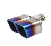 CRJIMX 76mm Muffler Silencieux Auto Général Double Sortie Pointe D'Échappement Acier Inoxydable Bord Roulé Incliné Bleu/Argent Résistant R(Bleu,Droit)