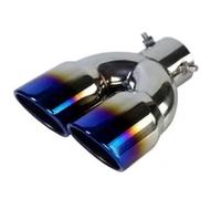 CRJIMX Accessoires Auto Universels Pour Entrée Double Sortie Arrière Embout D'échappement En Acier Inoxydable Entrée 63 Mm Sortie 76 Mm(Straight Baked Blue)