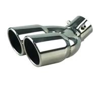 CRJIMX Accessoires Auto Universels Pour Entrée Double Sortie Arrière Embout D'échappement En Acier Inoxydable Entrée 63 Mm Sortie 76 Mm(Argent droit)