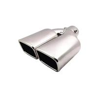 CRJIMX Bouche D'Échappement Universelle Double Sortie Nozzle Embout Arrière Silencieux Tuyau Échappement Acier Inoxydable Embout Carré Entrée Silencieux 60mm(Argent,Droit)