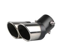 CRJIMX Bouchon D’Échappement Pour Voiture-Double Sortie Ronde 63mm-Acier Inoxydable-Tuyau D’Échappement Chromé Arrière (Courbé)