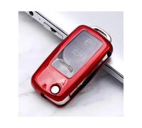 CRJIMX Coque Clé Voiture Porte-Clés pour VW pour Golf pour Bora pour Jetta pour Polo pour Passat pour Skoda pour Octavia A5 pour Fabia(Rouge)