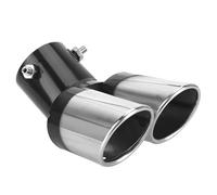 CRJIMX Décoration Auto Pour Embout Chrome Pour Style Automobile Universal 62mm Pour Bague D'Échappement Pour Silencieux Tuyau Arrière Courbé Double Sortie Acier Inox(Black+Silver)