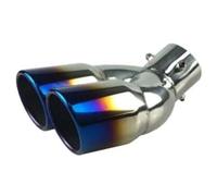 CRJIMX Embout D'échappement Arrière À Double Corps Pour Voiture Sortie De Silencieux Accessoires Automobiles En Acier Inoxydable(Bleu,Courbé)