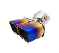 CRJIMX General Auto Pot D'Échappement Ronde Embout Acier Inoxydable 1 À 2 Double Tuyau Modifié Doublure D'Échappement Arrière(Bleu)