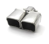 CRJIMX General Double Sortie Embouts D'Échappement Acier Inoxydable Tubes Double Ligne Accessoires Auto(Argent)
