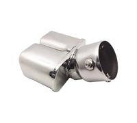 CRJIMX General Tuyau D'échappement Double Rond En Acier Inoxydable Embout Silencieur Auto 1 Vers 2 Ligne Arrière Modifiée(Argent)
