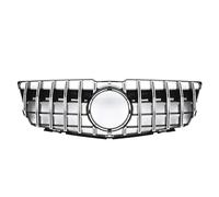 CRJIMX Grilles Sport Noir Chromé Calandre Pare-chocs Avant Style Grille GTR Pour Mercedes Pour Benz GLK X204 2013-2015 GLK250 GLK300 GLK350(Argent,Without network)