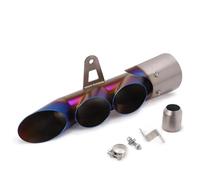 CRJIMX Kit De Silencieux D'échappement Double, Deux Ou Trois Sorties Pour Moto Pour CBR250RR Etc Accessoires De Modification(Demi bleu,Trois trous)