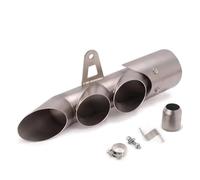 CRJIMX Kit De Silencieux D'échappement Double, Deux Ou Trois Sorties Pour Moto Pour CBR250RR Etc Accessoires De Modification(Argent,Trois trous)