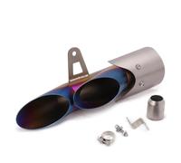 CRJIMX Kit De Silencieux D'échappement Double, Deux Ou Trois Sorties Pour Moto Pour CBR250RR Etc Accessoires De Modification(Demi bleu,Deux trous)