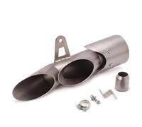 CRJIMX Kit De Silencieux D'échappement Double, Deux Ou Trois Sorties Pour Moto Pour CBR250RR Etc Accessoires De Modification(Argent,Deux trous)