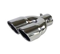 CRJIMX Pot D'échappement Arrière Double Sortie Universel 63mm Entrée/76mm Sortie En 3 Couleurs Acier Inoxydable(Argent,Droit)