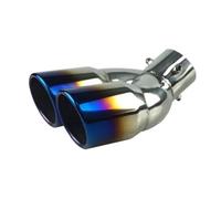 CRJIMX Pot D'échappement Arrière Double Sortie Universel 63mm Entrée/76mm Sortie En 3 Couleurs Acier Inoxydable(Bleu,Plier)
