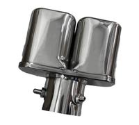 CRJIMX Pour General Voiture Double Pot D'échappement Arrière Doublure De Gorge Embout Silencieux Tuyau Double Échappement Bleu Acier Inoxydable Modifié(Argent,Droit)