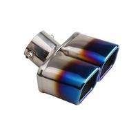 CRJIMX Pour General Voiture Double Pot D'échappement Arrière Doublure De Gorge Embout Silencieux Tuyau Double Échappement Bleu Acier Inoxydable Modifié(Bleu,Courbé)