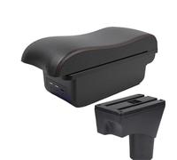 CRJIMX Pour N&issan Pour Sunny Boîtier D'accoudoir Pour N&issan Pour March Pour Micra K13 2010-2022 Boîtier De Stockage D'accoudoir Bras(B1 Noir rouge 3USB)