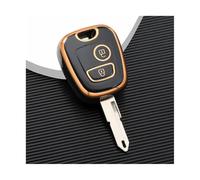 CRJIMX pour Peugeot 106 107 206 207 306 307 406 407 2 3 Boutons Coque De Protection Porte-Clés TPU pour Clé Voiture(Golden Black,2 Button)