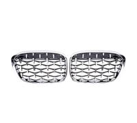 CRJIMX Pour X1 F48 F49 2016-2019 Calandre De Prise D'Air Avant Pare-chocs Noir Brillant Style Diamants Sport Supérieure(Argent)