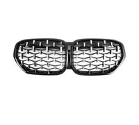 CRJIMX Pour X1 F48 LCI 2020 2021 2022 Calandres Avant De Sport Style Diamants Noirs Grilles Supérieures Accessoires Calandre(Chrome Black)